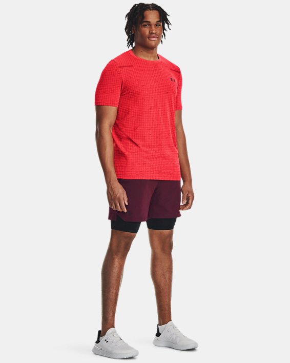 Men's UA Seamless Grid Short Sleeve, Red, pdpMainDesktop image number 2